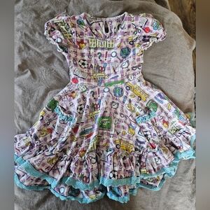 Dear Chase Girls Purple School Theme Graphic Print Dress Size 5